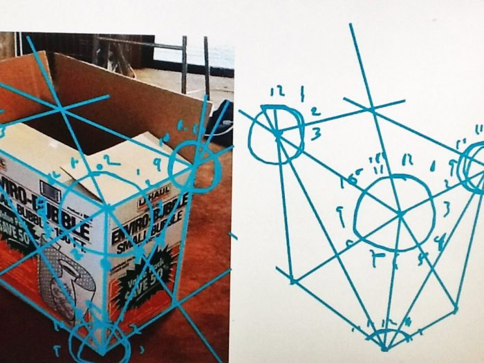 Triangulation in drawing perspective and proportions