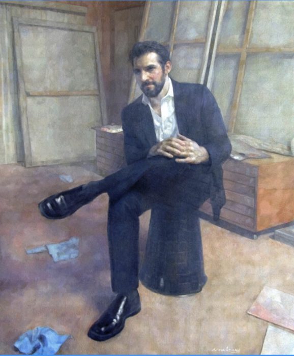 "The Collector" oil on linen, 60 x 50 inches, private collection