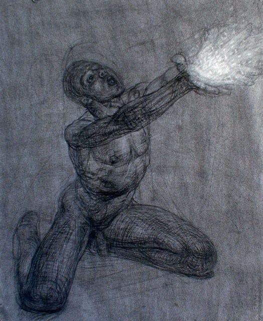 Charcoal Releasing Light Male Nude Study for God Releasing Stars into the Universe Charcoal Releasing Light Male Nude Study for God Releasing Stars into the Universe