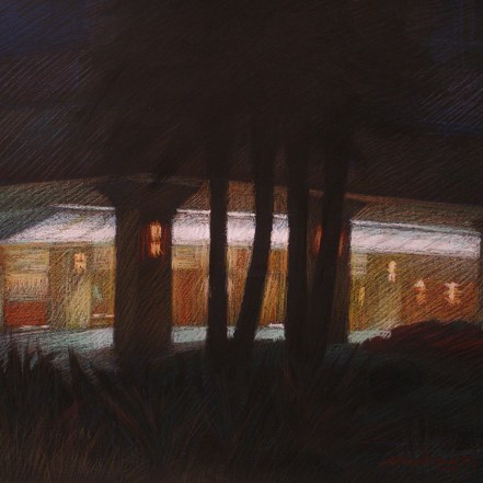 Newberry, 201 Ocean Ave, pastel on black paper