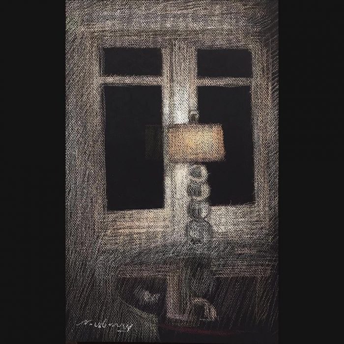La Jolla Lamp, pastel on dark paper, 19x13"