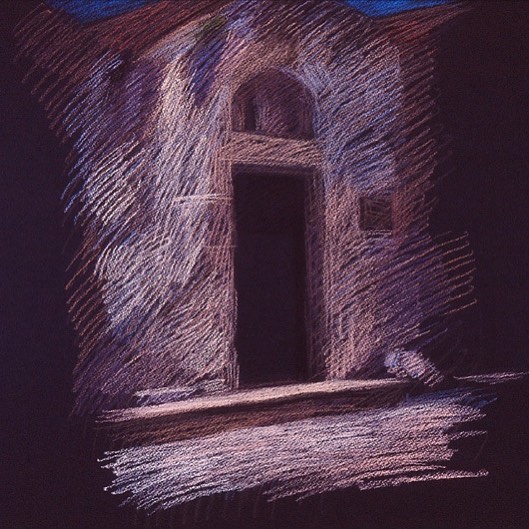 newberry-rhodes-church-pastel-on-dark-paper-pc