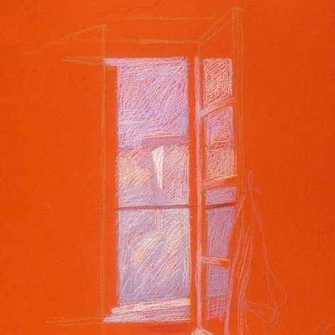 newberry-santorini-windows-2-pastel-on-red-paper-sc