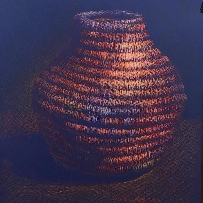 Woven Basket 4, pastel on dark paper, 25x19"