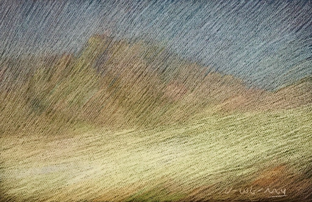 Newberry, California High Desert, pastel on dark paper