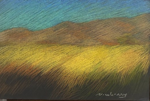Newberry, Yellow Field, pastel
