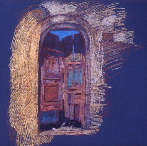 Newberry, Rickety Gate in Rhodes, pastel