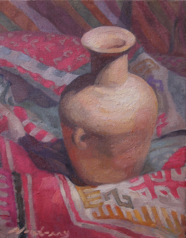 Newberry, Clay Jar with Burnt Umber Shadows, oil on linen, 10x8"