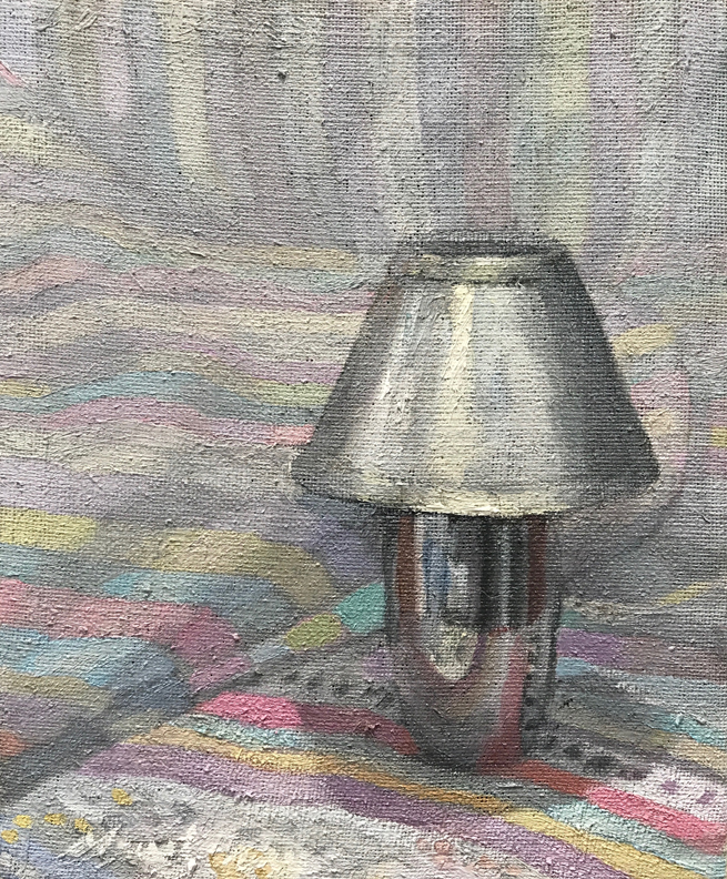 Newberry, Lamp with Gray Shadows, oil on linen, 10x8"