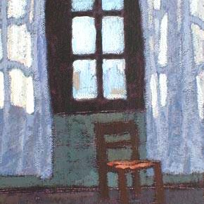Newberry, A Chair Under a Window, 1997, acrylic on panel, 10x8"