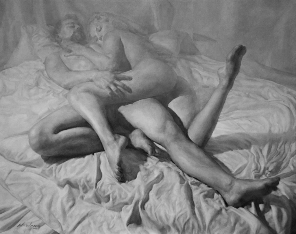 Newberry, Arabesque Hetero Couple, oil on linen, 48x60"