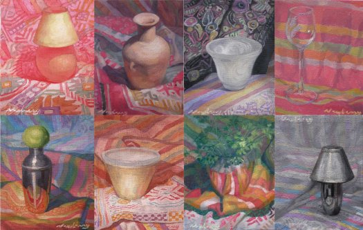 Newberry, 8 Shadow Color Studies, 2015, oil on panel, 10x8"