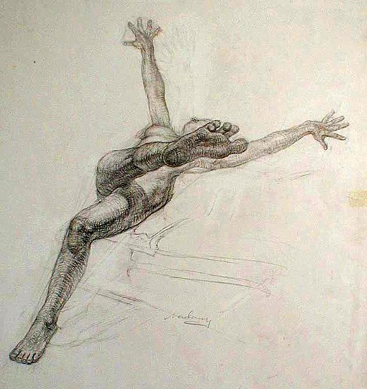 Newberry, Study for the Slipper, 1993, graphite on Rives BFK, 20x18"