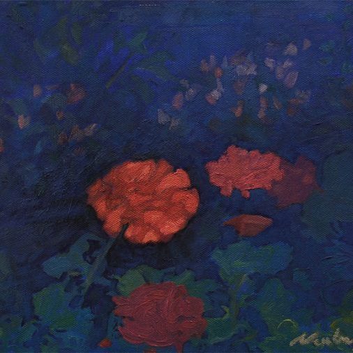 Newberry, Geraniums, 2008, oil on panel, 9x12"