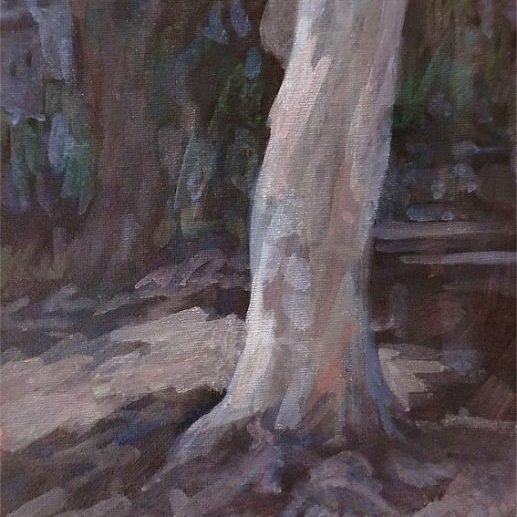 Newberry, Eucalyptus Santa Monica, acrylic on panel, 12x9"
