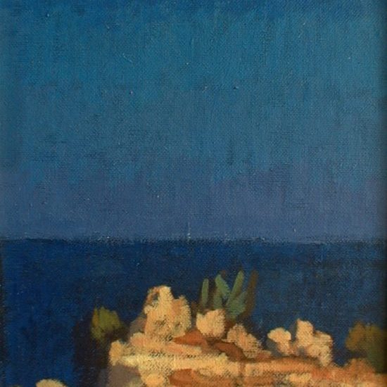 Newberry, Icarus Rock Rhodes, 1999, acrylic on panel, 12x9"