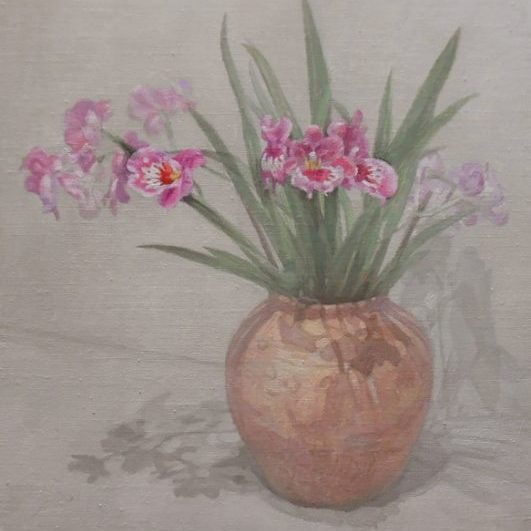 Newberry, Pink Orchids, 2017, oil on canvas, 24x16"