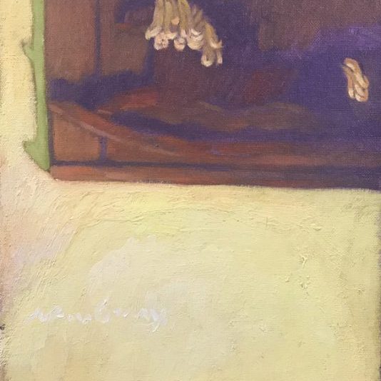 Newberry, Rocking Horse Relief on Route 66, 2017, oil on panel, 12x9"