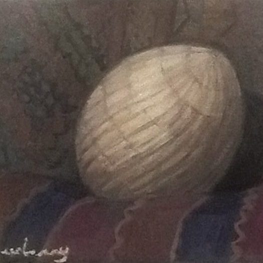 Newberry, Carved Stone Egg, 2016, oil on panel, 9x12"