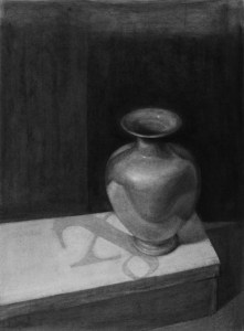 Anita Murphy, Jug, charcoal on Rives BFK, 18x13"