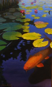 Nesselrod, Koi, oil on canvas, 18x9"