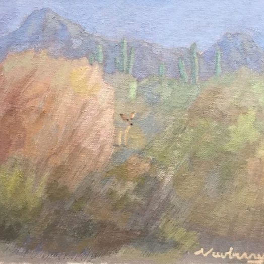 Newberry, Desert Coyote, 2020, oil on panel, 9x12"
