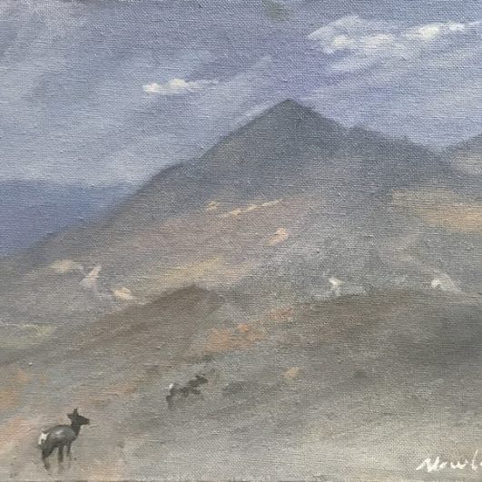 Newberry, Elk, 2020, oil on panel, 9x12"