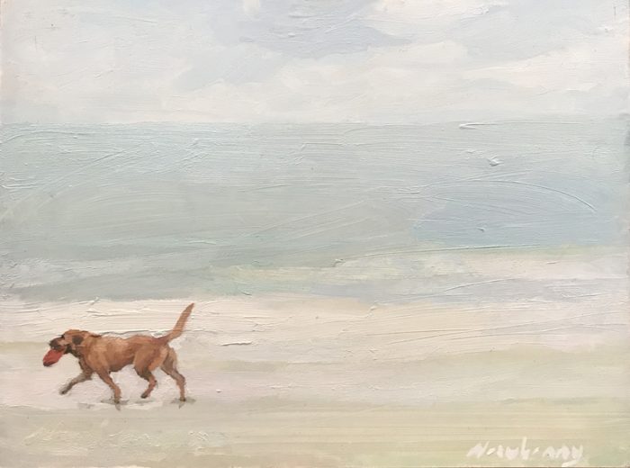 Newberry, Retriever, 2020, oil on panel, 9x12"