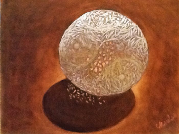 Chan Luu, Orb, oil on panel, 12x16"