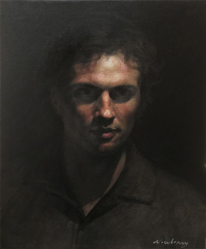 Newberry, Facing Oblivion, 2020, oil on canvas, 17 1/2x14 1/2"