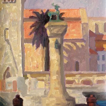 Newberry, Rhodes Deer (right), oil, 12x9"