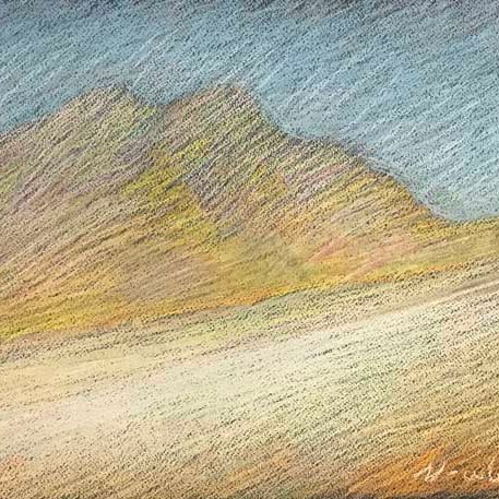 Newberry, landscape pastel, recreating the brightness of daylight through color theory.