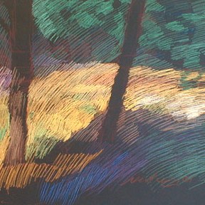 pastel drawing of a small meadow in Rhodes, Greece
