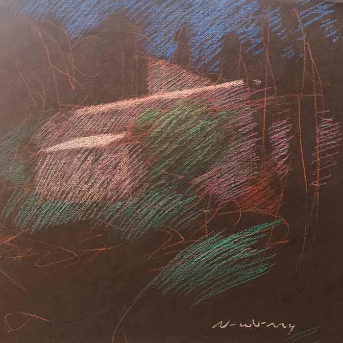 Newberry, St Remy Pink Farmhouse, pastel, on the grounds of the Van Gogh Asylum