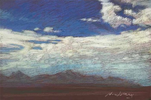Newberry, Blue, Pink, and Aqua Sky over Texas, 2020, pastel
