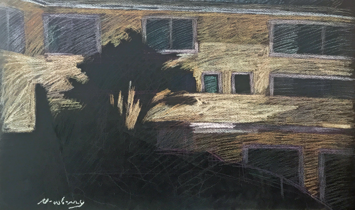 Newberry, Gold Santa Monica Apartment Building, 2010, pastel, 16x24 inches