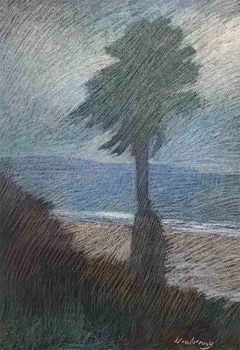 Newberry, Palm Ocean Ave, 2010, pastel, 21x15"