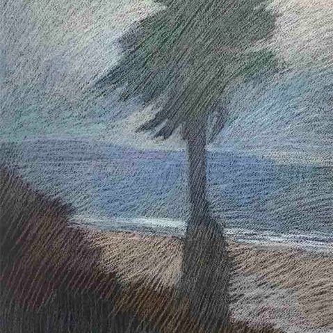 Newberry, Palm Ocean Ave, 2010, pastel, 21x15"