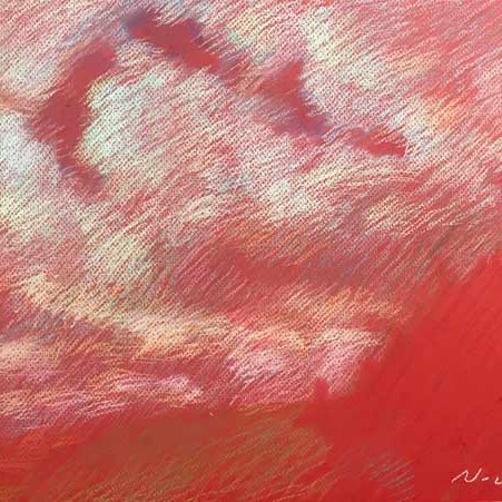 Newberry, Red Sky over Texas, 2020, pastel, 13x18"