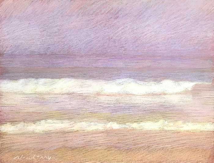 Newberry, Apollo Beach, Violet, Peach, and Gold, 2020, pastel, 18x24 inches