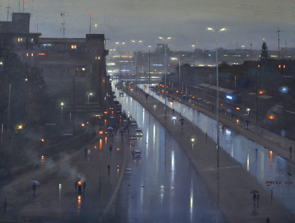 Abiodun Olaku, Elemental Notes, 2012, oil on canvas, 36x48 inches. Courtesy of the artist.