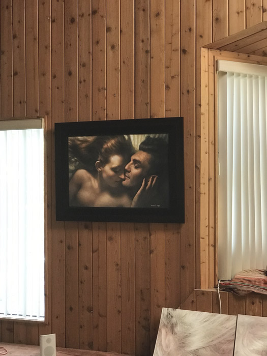 Newberry, The Kiss, 2019, oil on canvas, 24x36"