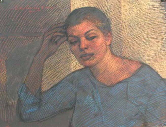 Newberry, pastel figure drawing, Valia