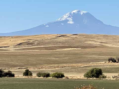 Near the Oregon Washington Border, I think it is Mt Adams. 