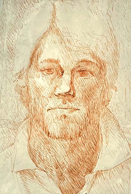 Newberry, self portrait, 1977, ink, Frankfurt