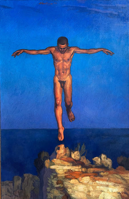 Newberry, Icarus Landing, 2000, acrylic on linen, 55x36"