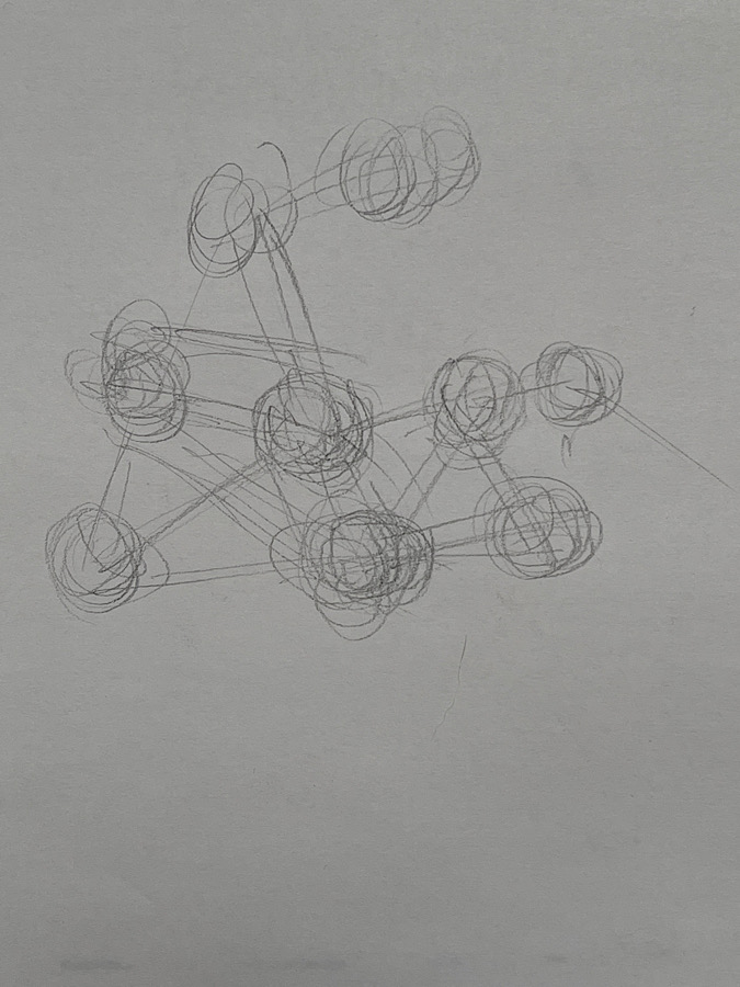 Newberry, wip, hand drawing lining up the knuckles