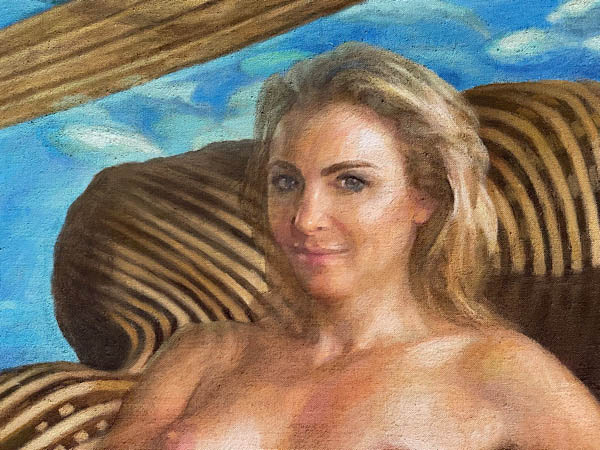 Newberry, Olympia, detail, 2019, oil on linen, 46x64"