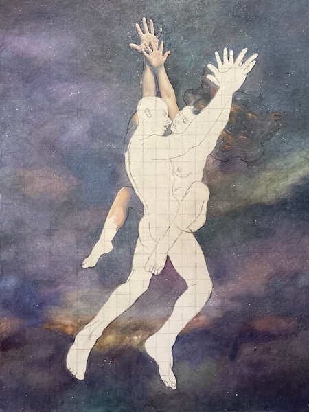 Newberry, Creation, wip, oil on linen, 64x48". July 10, 2022