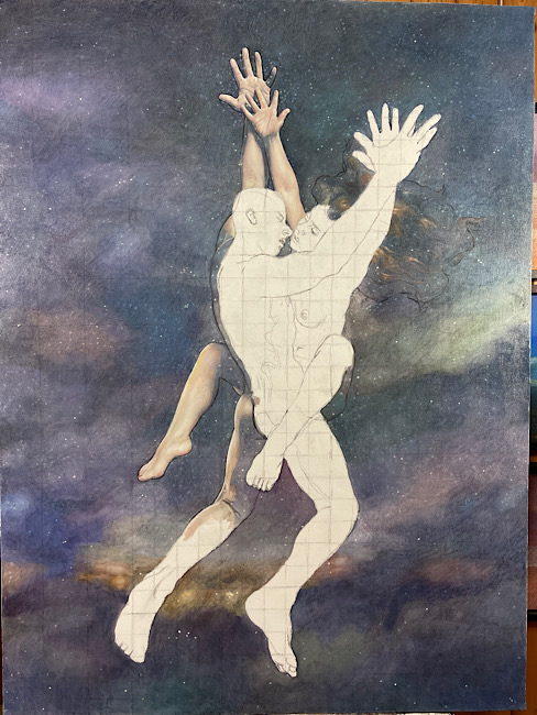 Newberry, Creation, wip (July 11, 2022), oil on linen, 64x48"